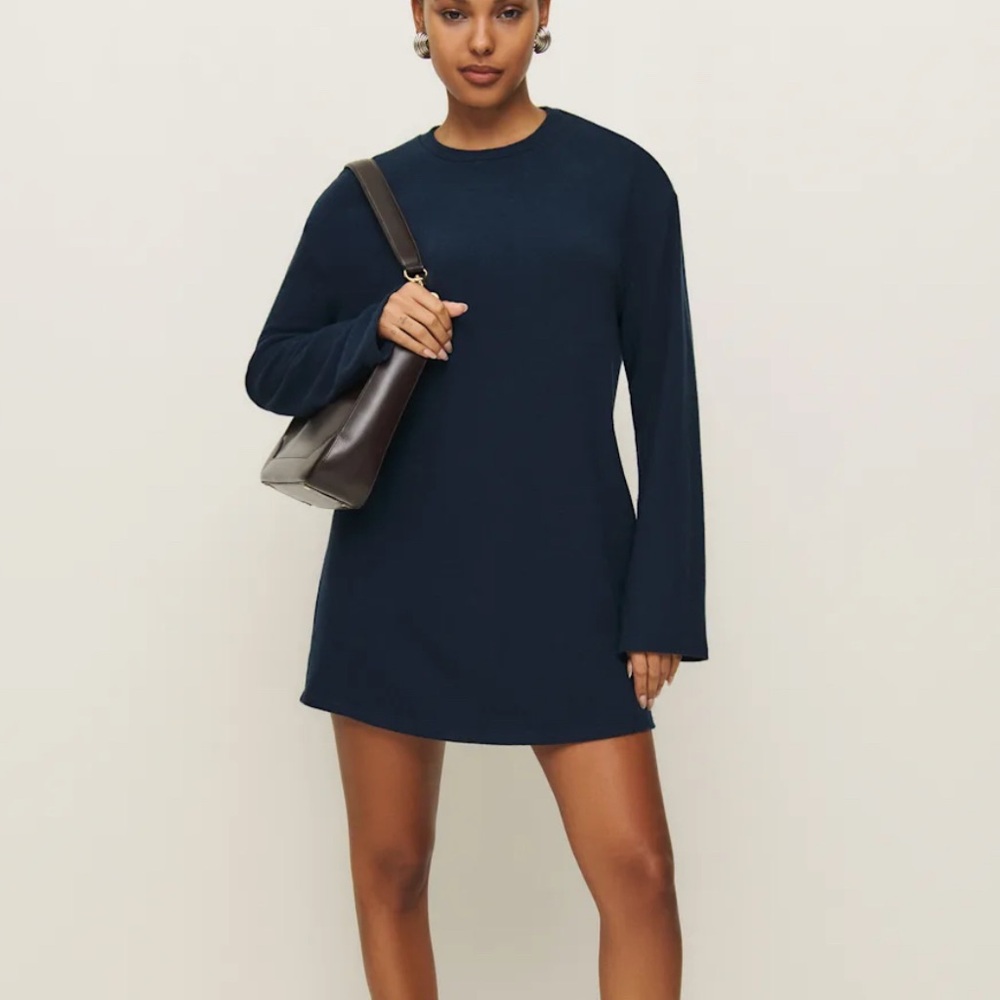 Reformation mini dress navy jersey
